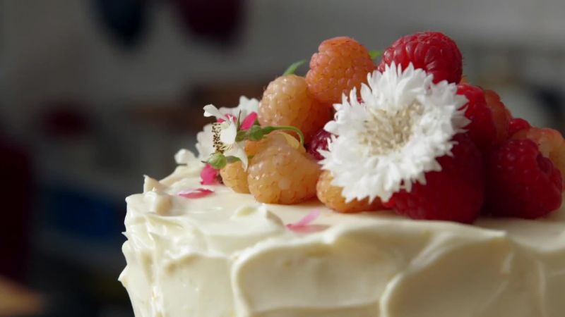Vanilla Buttermilk Wedding Cake With Raspberries And Orange Cream