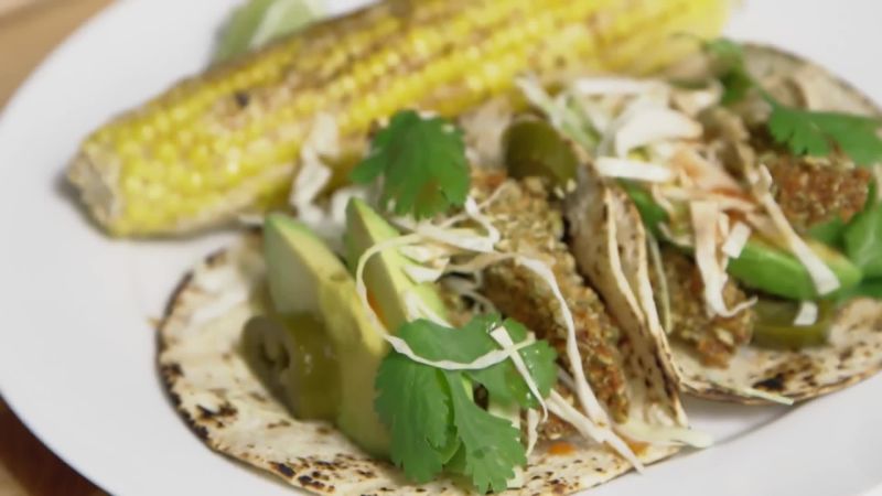 Sheet Pan Crispy Fish Tacos With Chili Roasted Corn Recipe Epicurious Com