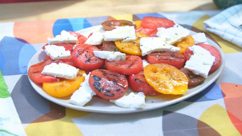 3 Ingredient Grilled Watermelon Feta And Tomato Salad Recipe