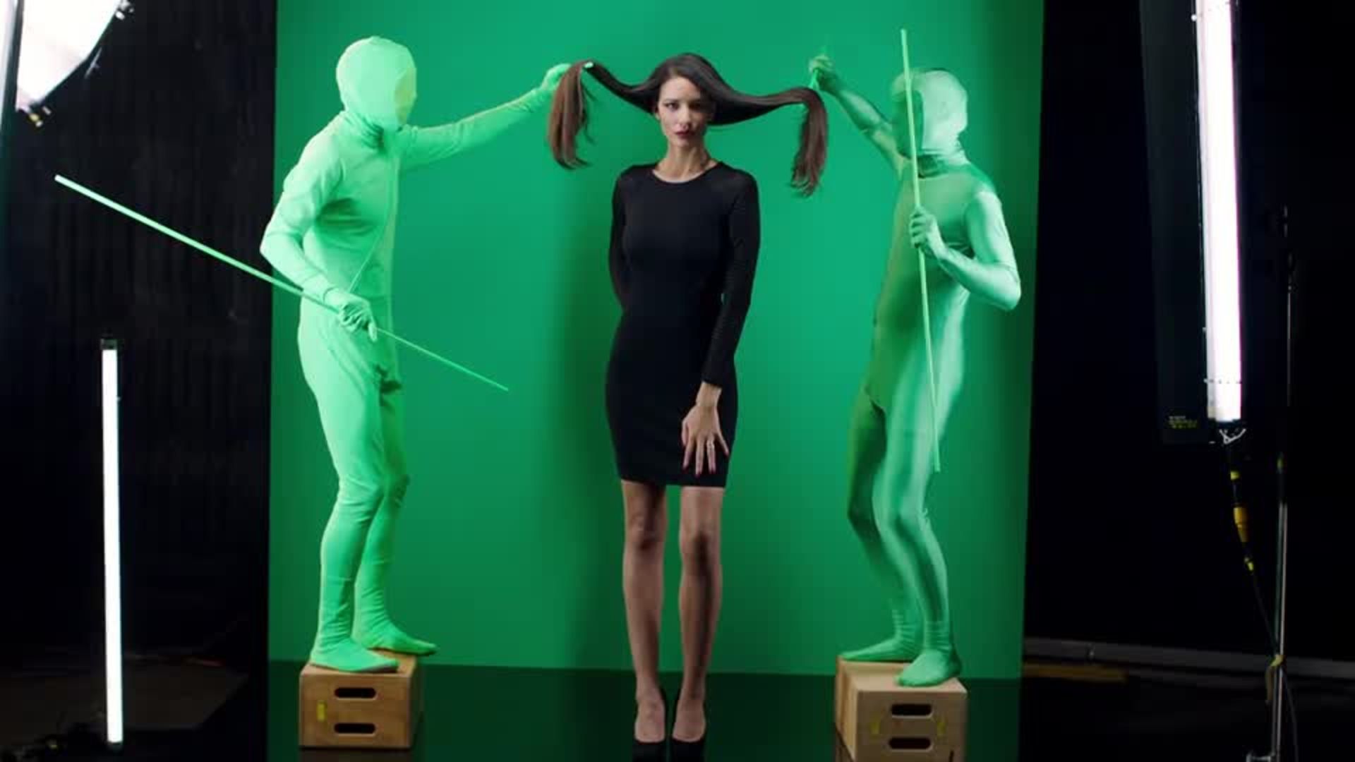 Slow Motion Woman Airdrying Blonde Hair In Front Of Green Screen 1920x1080  Hd Footage Hair Blowdrying Of Blond Female Chroma Key Greenscreen 1080p  Fullhd Slowmo Video Stock Video  Download Video Clip
