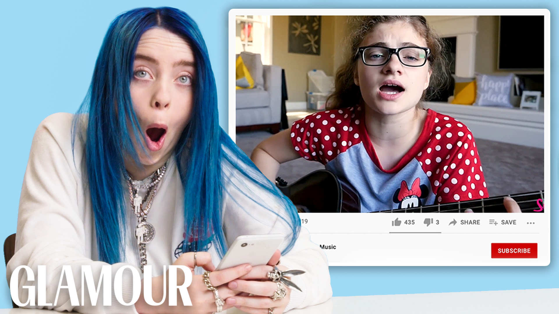 Katy Perry Hardcore Anal - Watch Billie Eilish Watches Fan Covers on YouTube | You Sang My Song |  Glamour