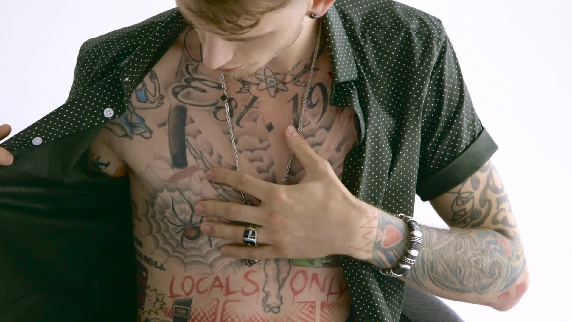 Watch Tattoo Tour The Late Night Tattoos Of Machine Gun Kelly Gq Video Cne Gq Com Gq Inked magazine magazine man bodysuit tattoos mgk tattoos irezumi tattoos geisha tattoos machine gun kelly richard colson baker tattoo studio. the late night tattoos of machine gun