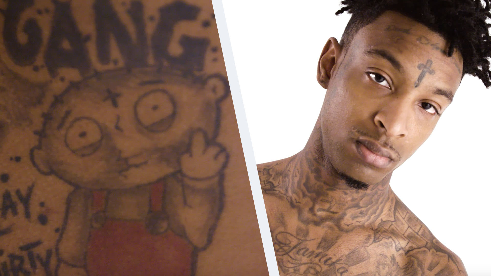 Watch 21 Savage on His Extremely Painful Head Tattoos | Tattoo Tour | GQ