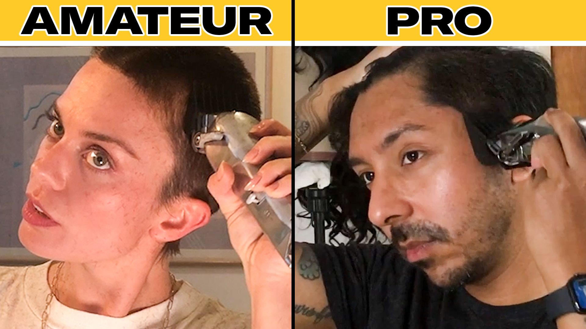 Watch Pro Barber Teaches Amateurs How to Shave Their Heads GQ