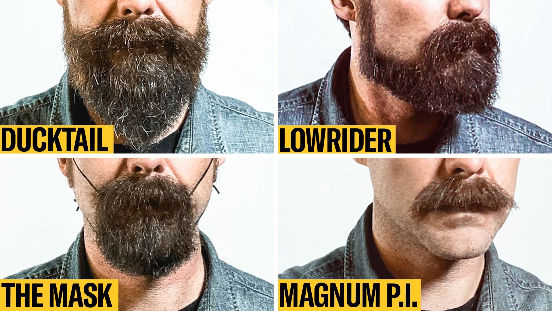 Watch 8 Facial Hair Styles On One Face From Full Beard To Clean Shaven
