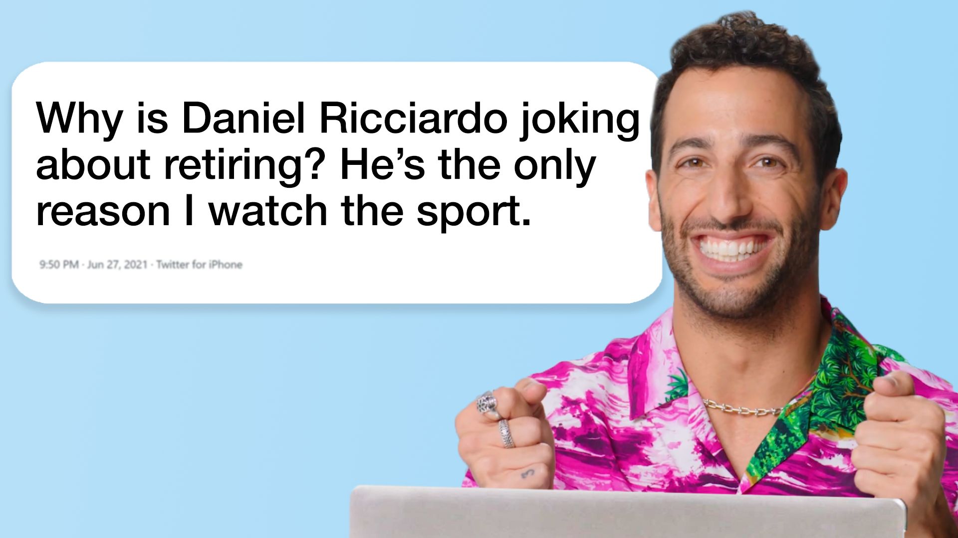 Watch F1 Driver Daniel Ricciardo Replies to Fans on the Internet Actually Me Actually Me GQ