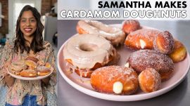 Samantha Makes Cardamom Cream & Maple-Glazed Doughnuts