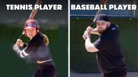 Tennis Players Try To Keep Up With Baseball Players