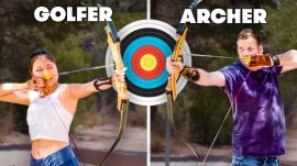 Golfers Try To Keep Up With Pro Archers