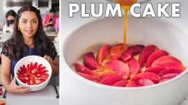 Upside Down Plum Cake With Tangy, Gooey Caramel
