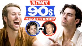 Joe Jonas and Glen Powell Debate Brad Pitt vs. John Stamos: Ultimate 90s Heartthrob | GQ Hype Debate