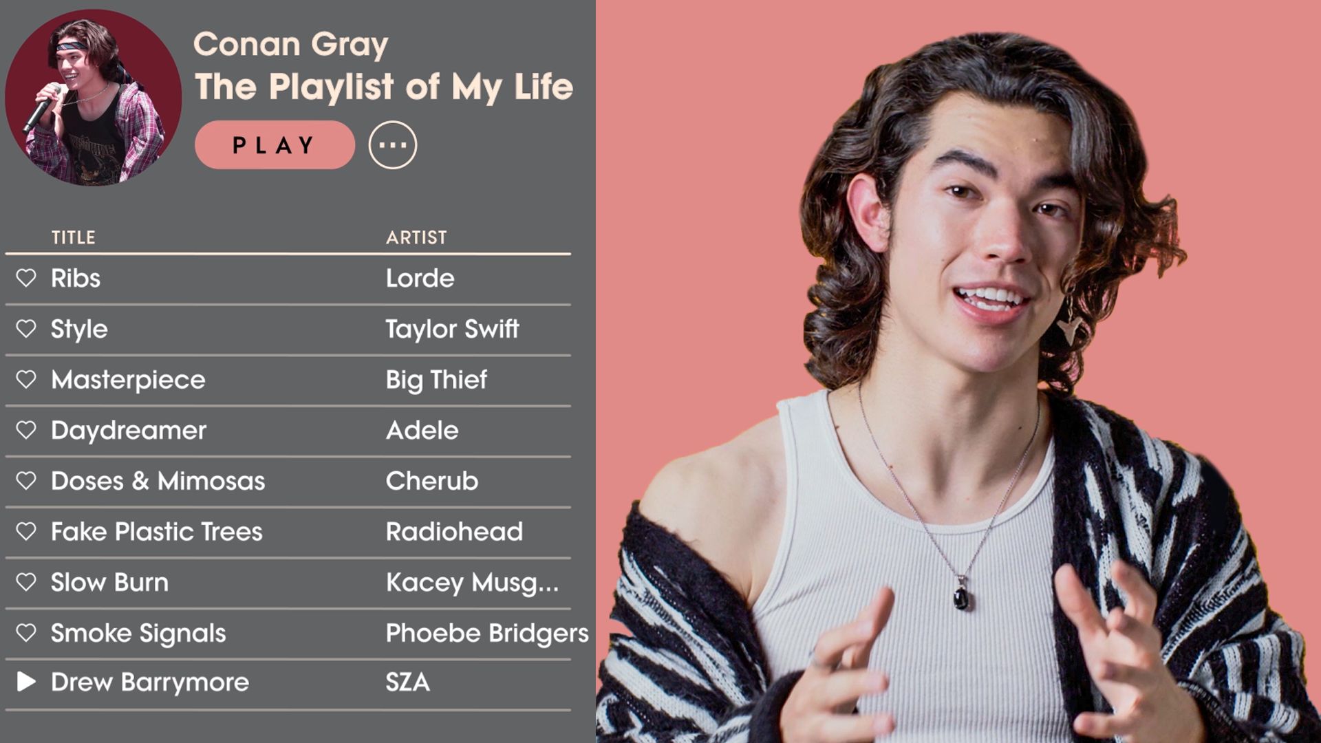 Watch Conan Gray Creates the Playlist of His Life | Teen Vogue