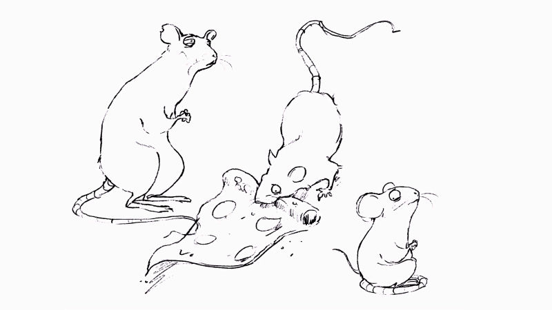 A minimalist drawing of a cute cartoon lab rat on Craiyon