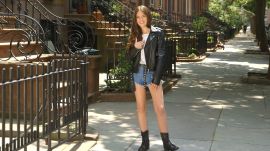 Denim Cutoffs and a Leather Jacket Create the Perfect Weekend Look