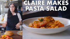 Claire Makes Pasta Salad with Romesco