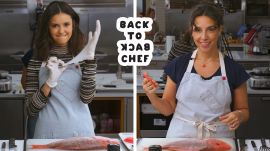 Nina Dobrev Tries to Keep Up with a Professional Chef