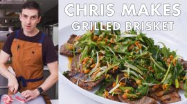 Chris Makes Grilled Brisket with Peanut Salsa