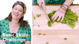 50 People Try to Mince Parsley 