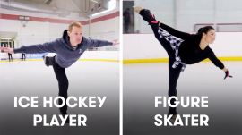 Hockey Players Try To Keep Up With Figure Skaters