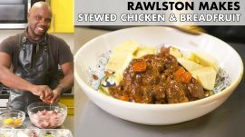 Rawlston Makes Stewed Chicken and Breadfruit