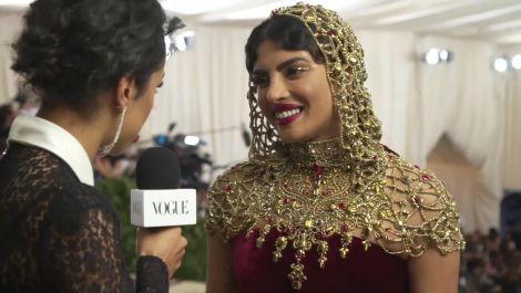 Priyanka Chopra on Her Intricate Beaded Headpiece
