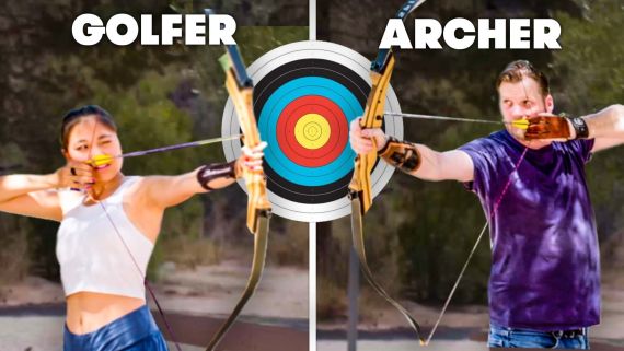 Golfers Try To Keep Up With Pro Archers