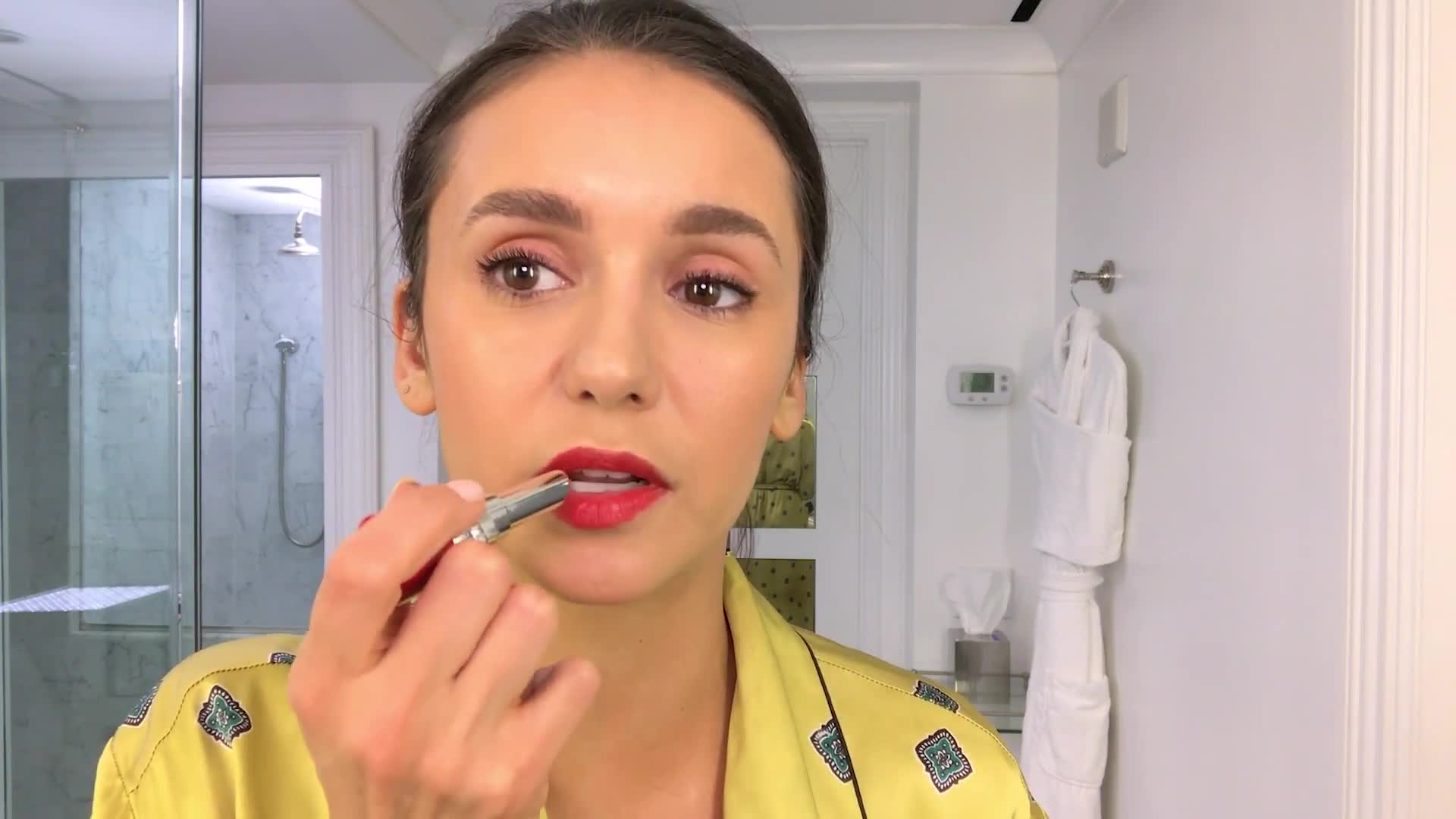 Watch Nina Dobrev Does Her Day-To-Night Beauty Routine