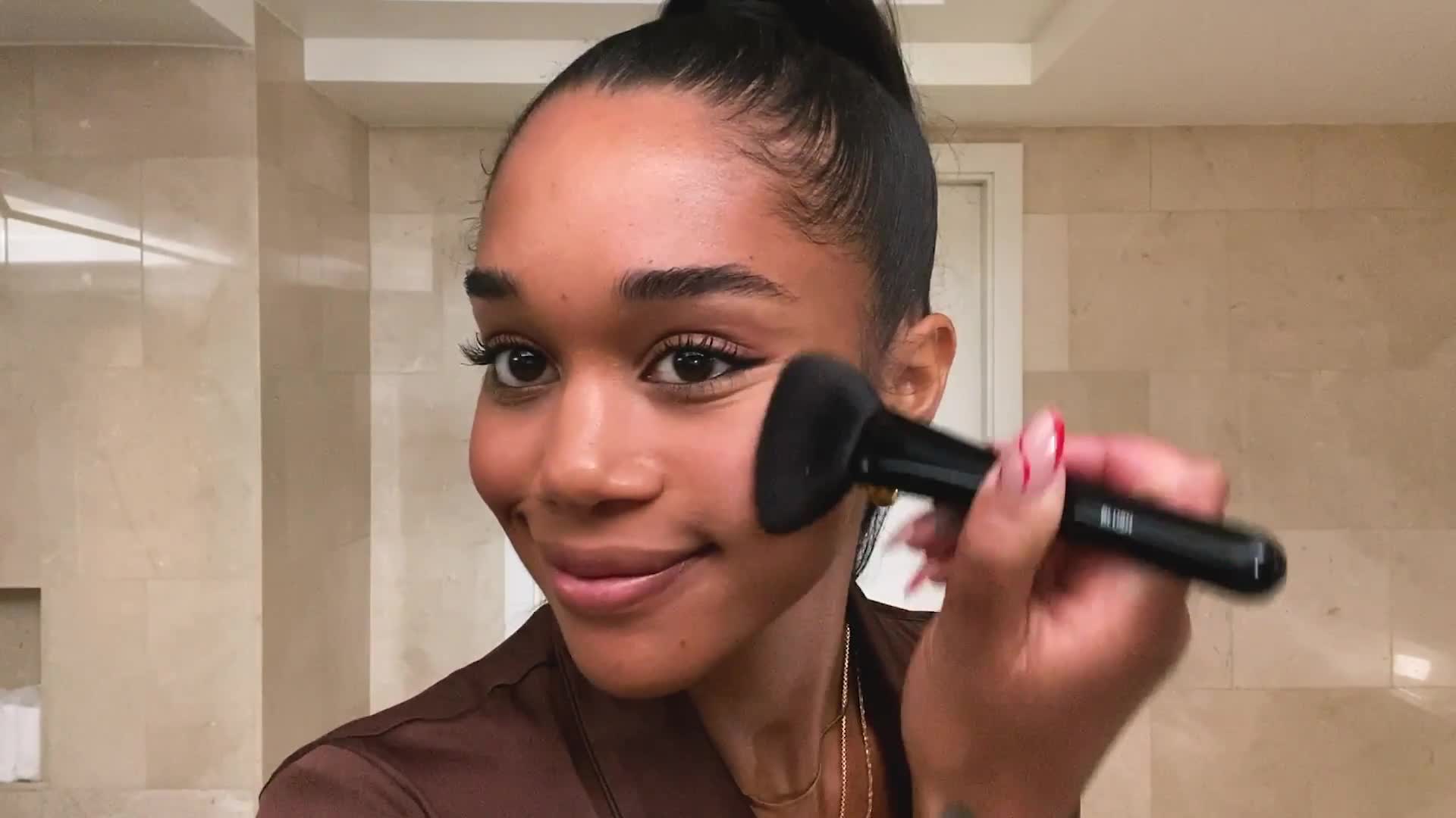 Watch Laura Harrier Shares Her Easy Evening Makeup Look and the Skin-Care Routine That Cured Her Acne Beauty Secrets Vogue
