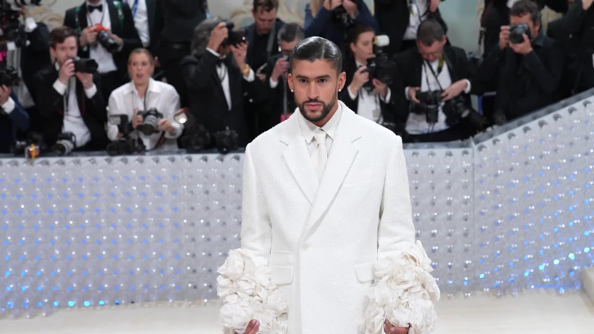 Watch Bad Bunny Brought a 26Foot Floral Train to the Met Gala
