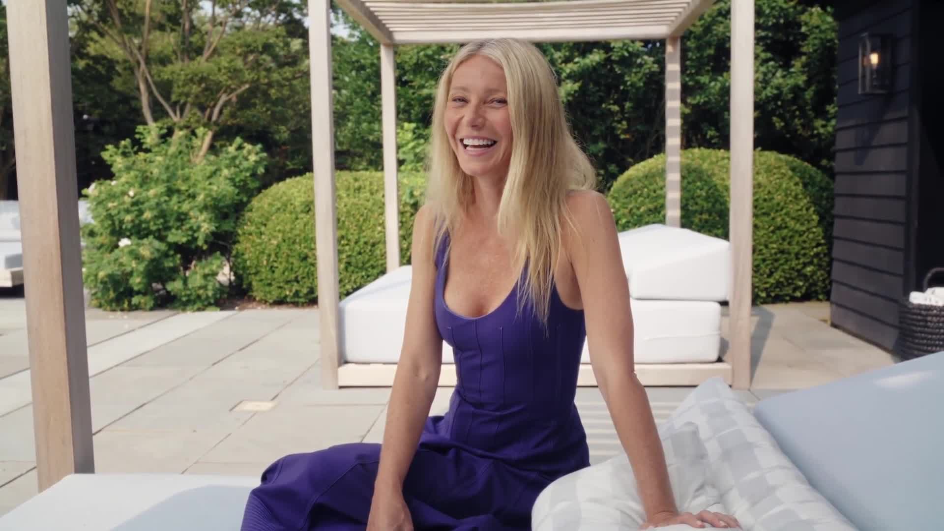 gwyneth paltrow purple dress Loving Her Look: Gwyneth Paltrow Shows Off Her Uber-Toned Legs in a Neon Victoria Beckham Minidress