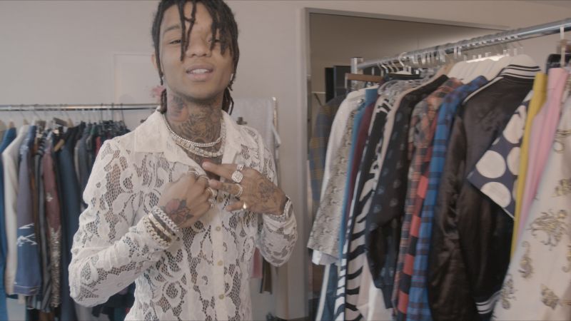 Swae Lee Poses in Camo Sneakers at BoohooMAN Collection Launch