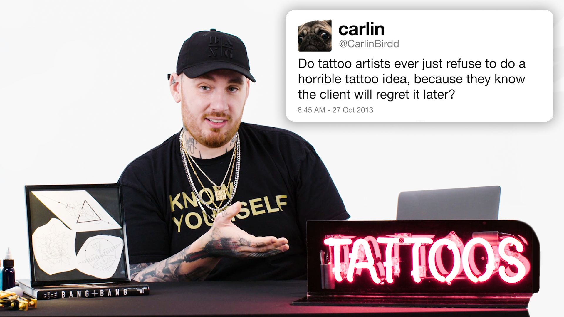 Watch Bang Bang Answers Tattoo Questions From Twitter | Tech Support | WIRED